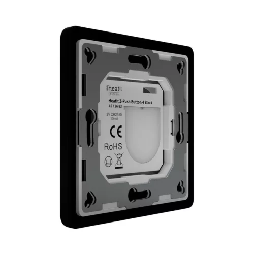 Heatit Z-Push Button 4 (matt fekete) fali kapcsoló 4 gombbal (Z-Wave)