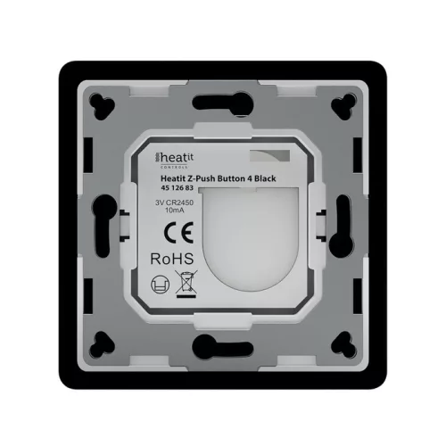 Heatit Z-Push Button 4 (matt fekete) fali kapcsoló 4 gombbal (Z-Wave)