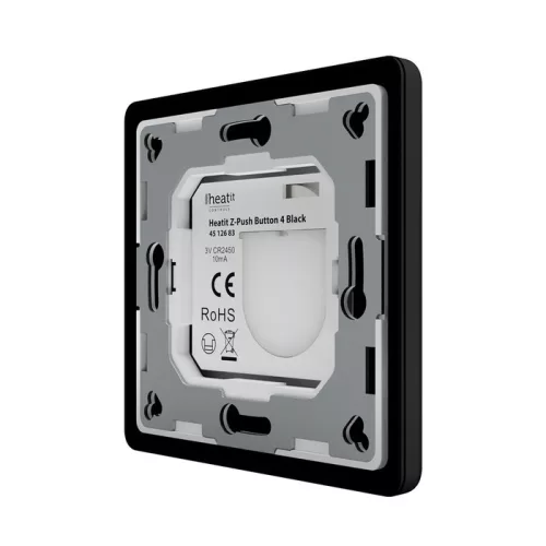 Heatit Z-Push Button 4 (matt fekete) fali kapcsoló 4 gombbal (Z-Wave)