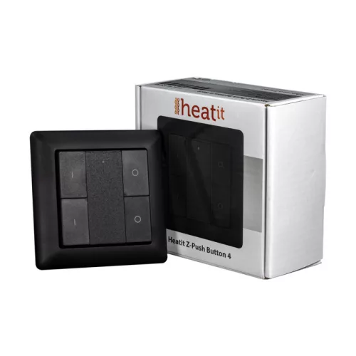 Heatit Z-Push Button 4 (matt fekete) fali kapcsoló 4 gombbal (Z-Wave)