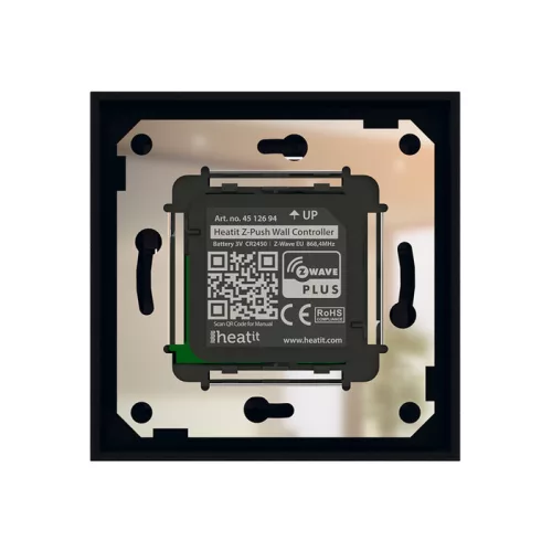 Heatit Z-Push Wall Controller (matt fekete) fali kapcsoló 1-3 gombbal (Z-Wave)