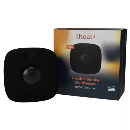 Heatit Z-Smoke Detector 230V (matt fekete) füst-, hő- és mozgásérzékelő (Z-Wave)